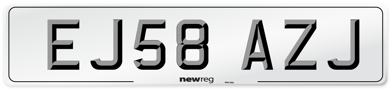 EJ58 AZJ Number Plate from New Reg